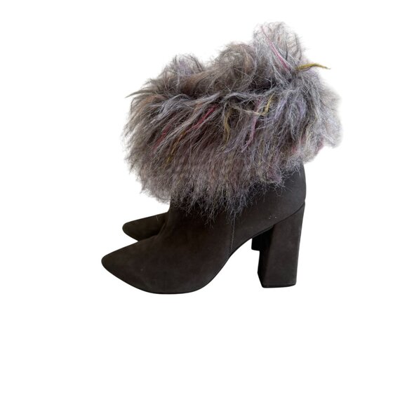 LOUCOS & SANTOS Gray Faux Fur Ankle Boots Size 35 / 5 - Picture 3 of 7